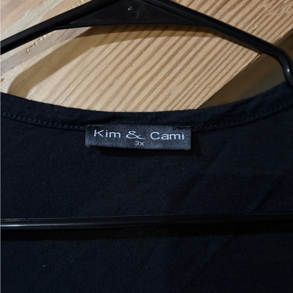 Kim & Cami Black Top with Floral Sleeves - Picture 3 of 3